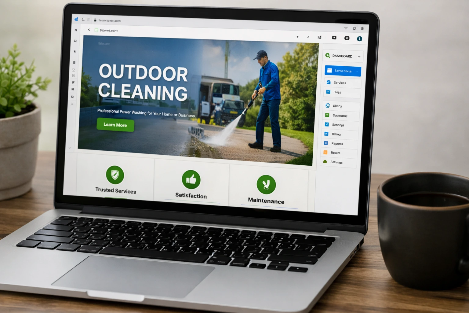 Website update dashboard for a local service business.